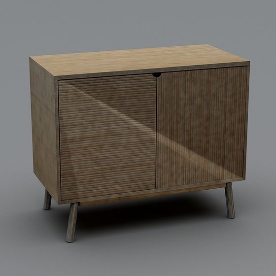 Stylish Low-Poly Furniture Cabinet 3D Model