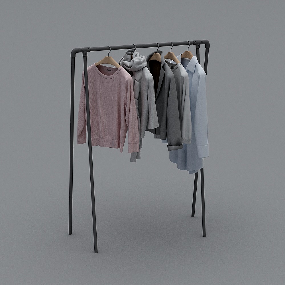 Stylish Low-Poly Coat Rack 3D model