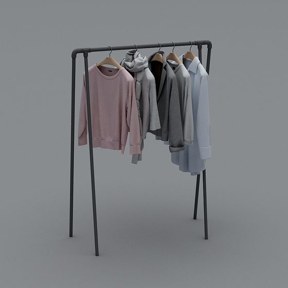 Stylish Low-Poly Coat Rack 3D model