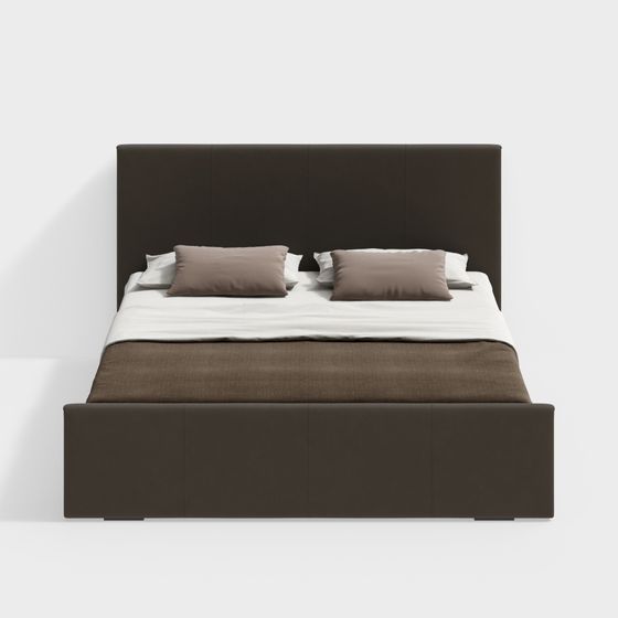 Stylish Low-Polygon Bed 3D model for Contemporary Bedrooms