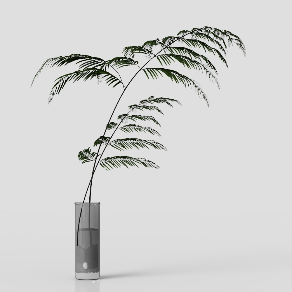 Glass Vase with Tropical Plant 3D model
