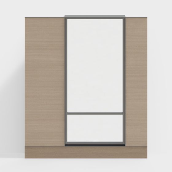 Wood-Texture Glass Door 3D model for Modern Interiors