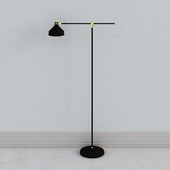 Stylish Black Metal Floor Lamp 3D model for Modern Spaces