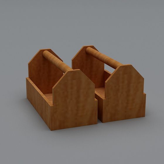 Low-Poly Wooden Toolbox 3D Model
