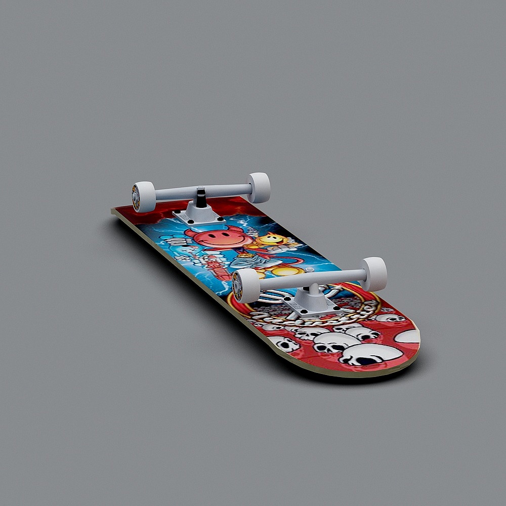 Vibrant Low-Poly Skateboard 3D model for Creative Projects