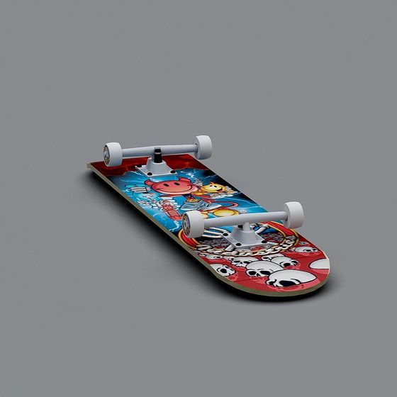 Vibrant Low-Poly Skateboard 3D model for Creative Projects