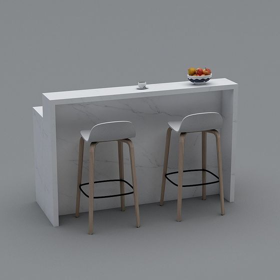 Breakfast Counter 3D Model in Black Color