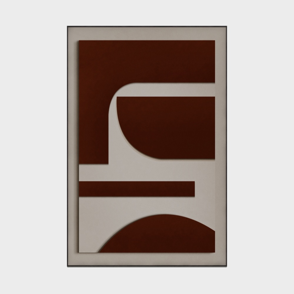 Elegant Brown Abstract Decorative Painting 3D Model