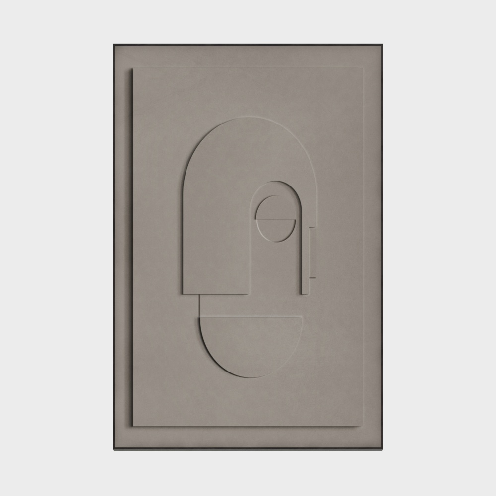 Wabi-Sabi Minimalist Painting 3D Model in Gray