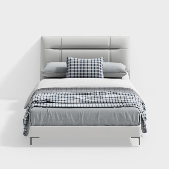 Elegant Low-Poly Bed 3D Model Design