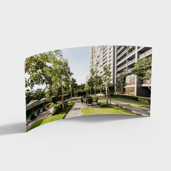 Tranquil Low-Poly Urban Oasis 3D model