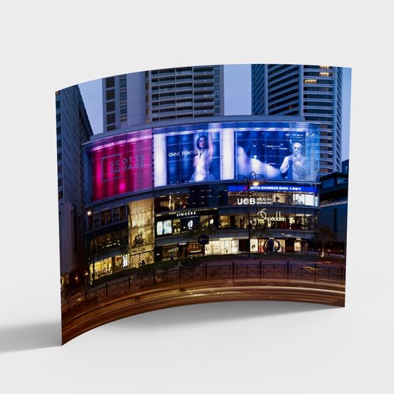 Urban Plaza 3D model in Neon Style