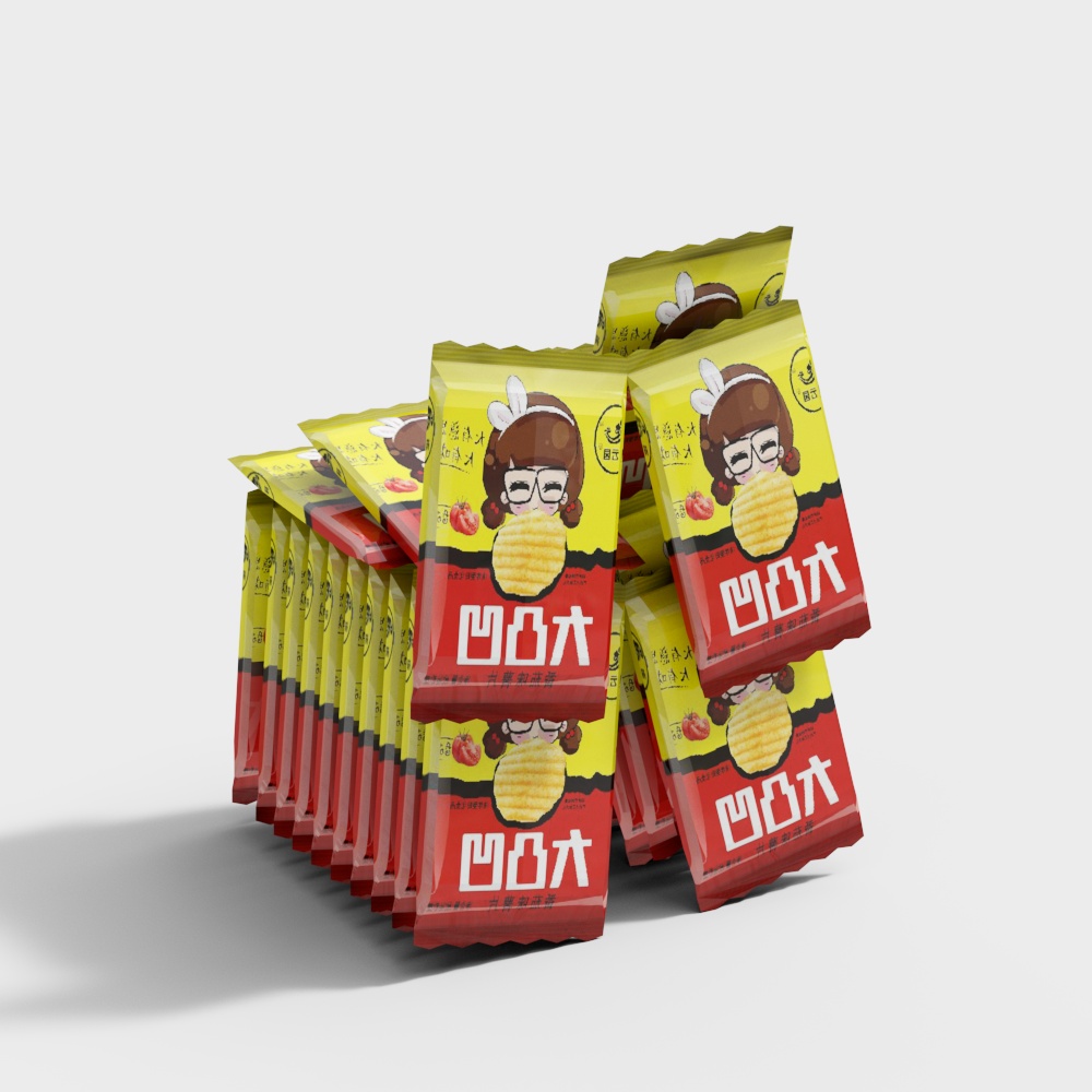 Low-Poly Snack Packaging 3D Model Design