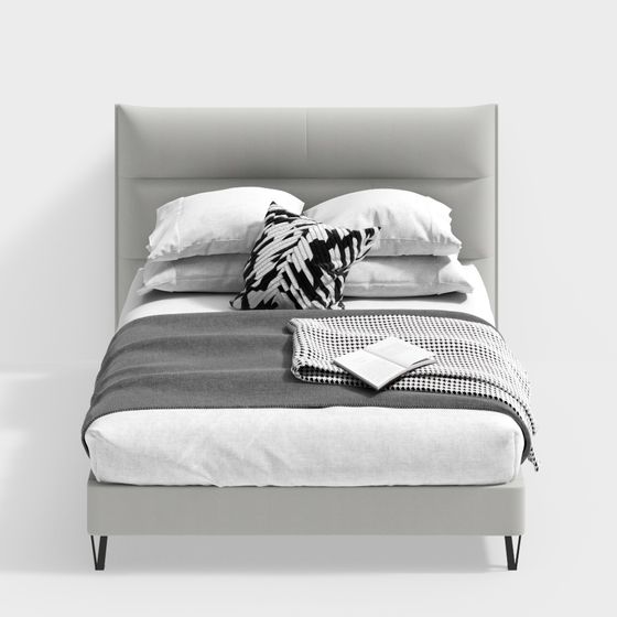 Elegant Modern Minimalist Bed 3D model