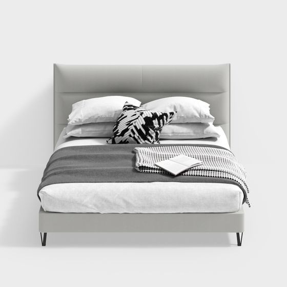 Elegant Low Polygon Bed 3D model