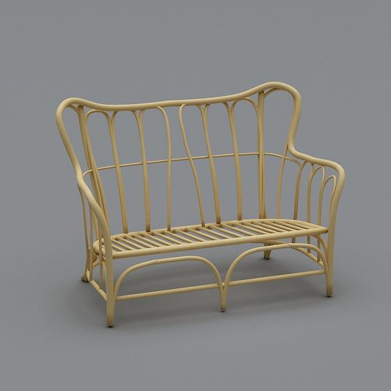 Vintage Rattan Chair 3D model for Serene Gardens