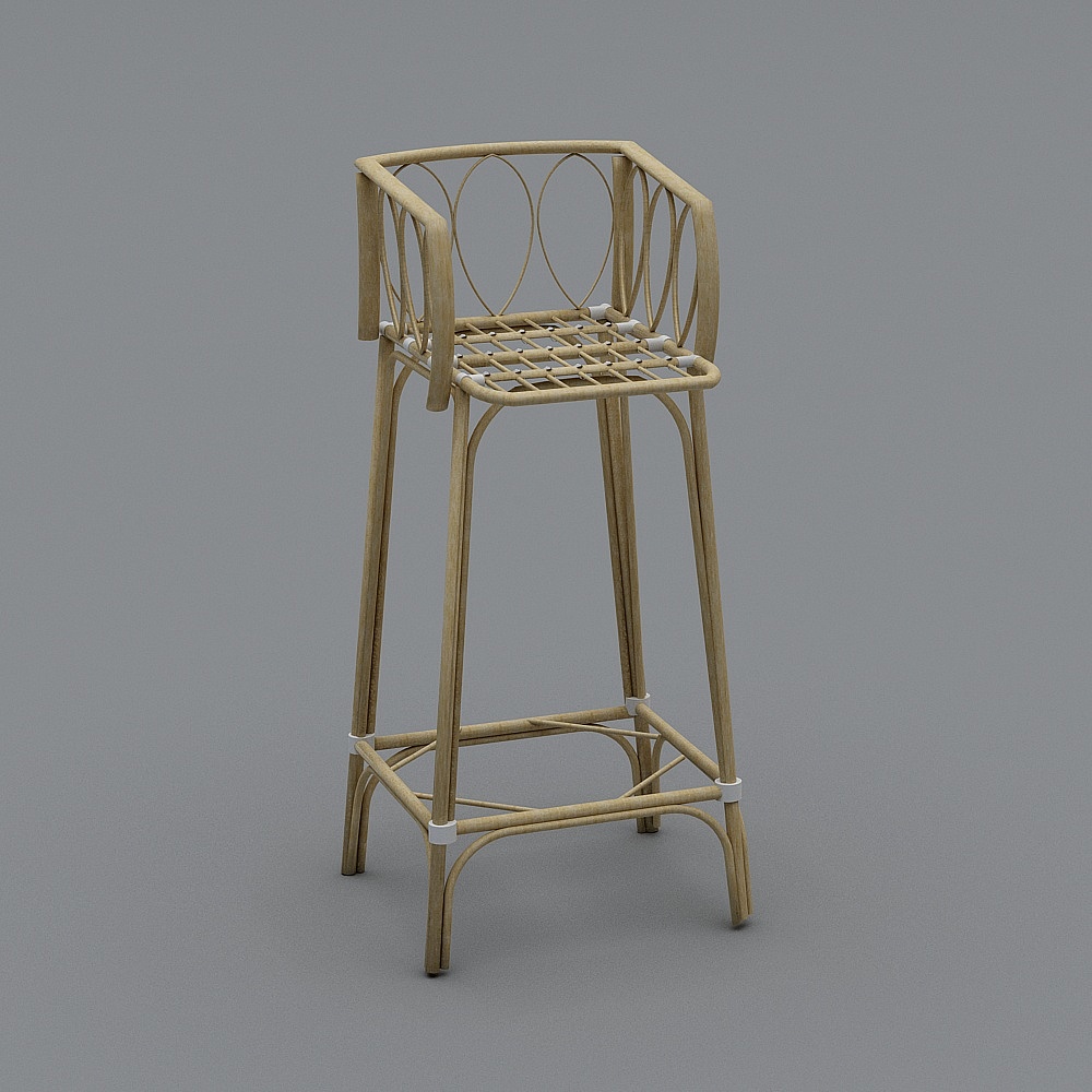 Chaise haute en rotin complète