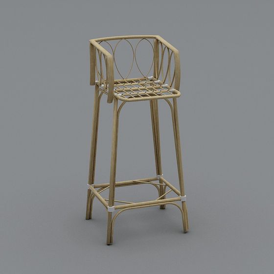 Chaise haute en rotin complète