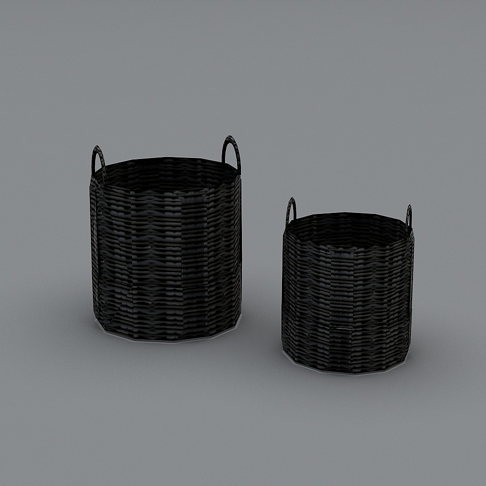 Black Woven Baskets 3D model