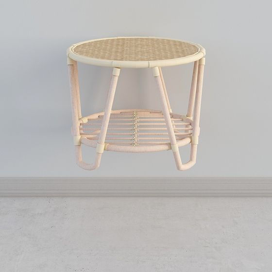 Stylish Rattan Side Table 3D Model for Modern Spaces