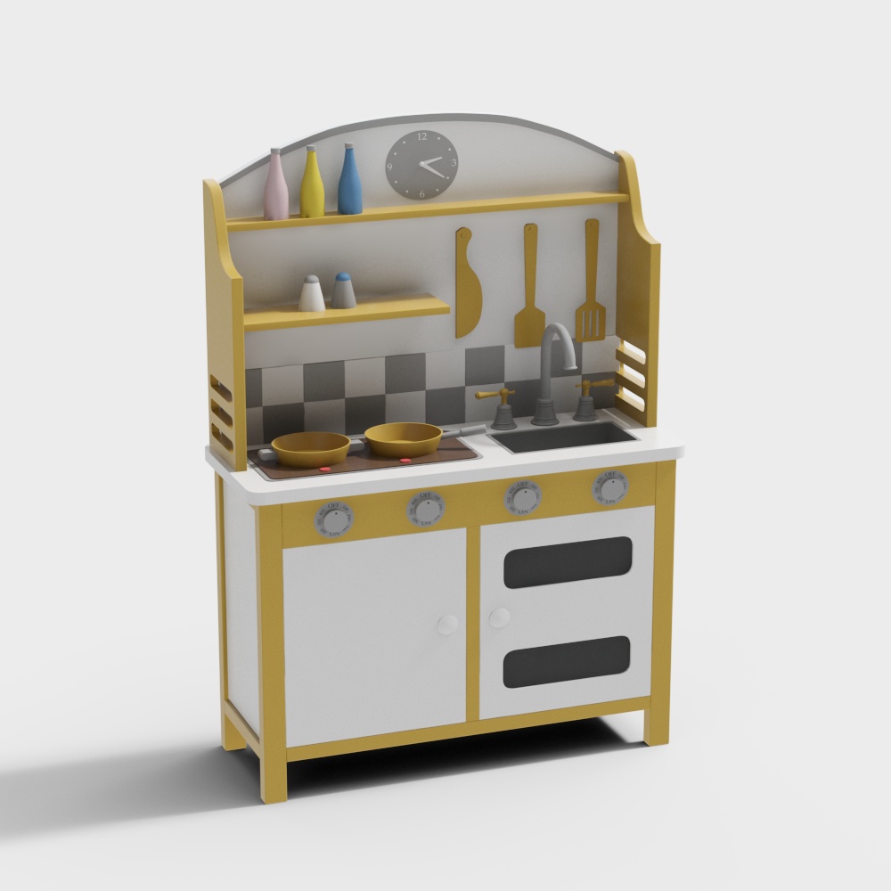 Charming Low-Poly Kitchen Toy 3D Model