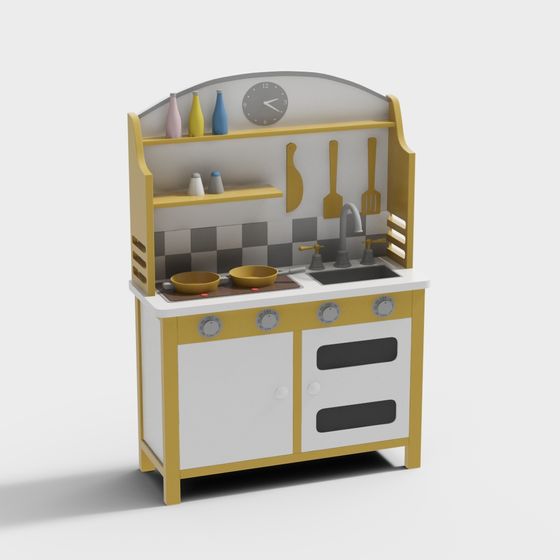 Charming Low-Poly Kitchen Toy 3D Model