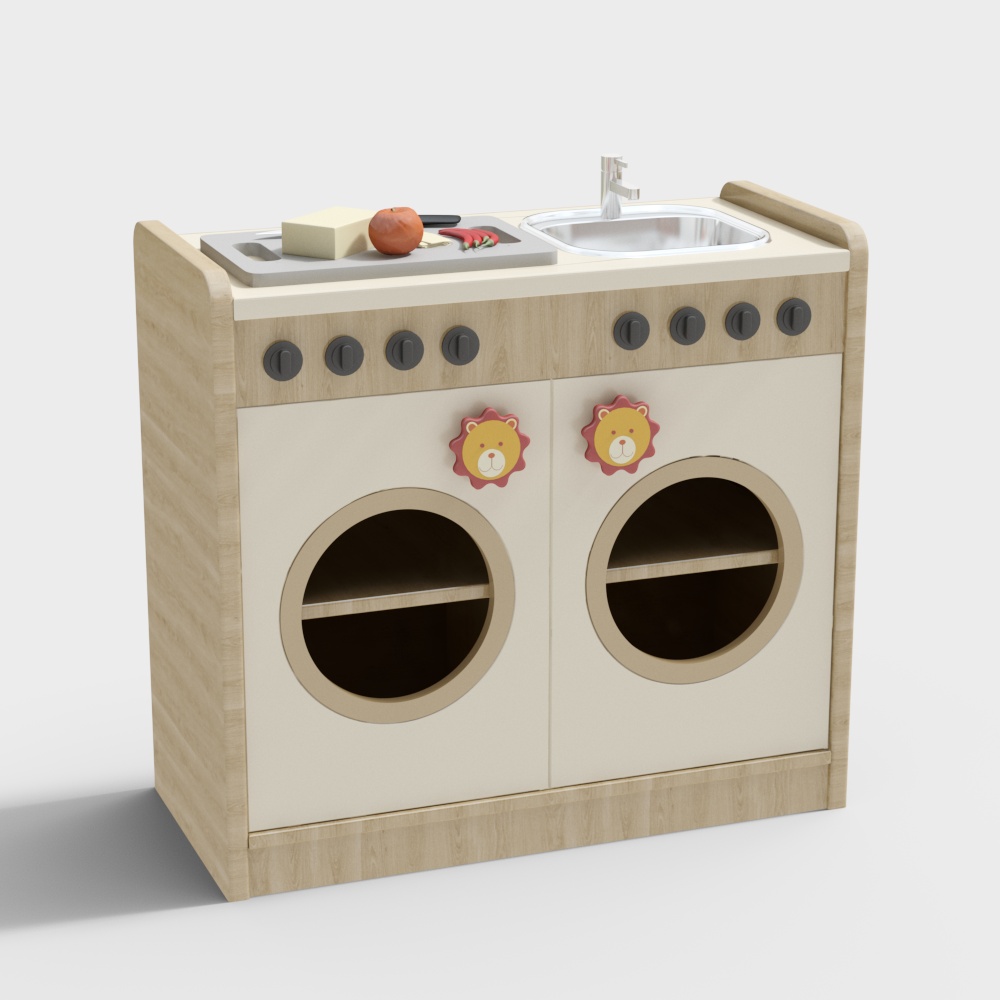 Charming Low-Poly Kitchen Toy 3D model
