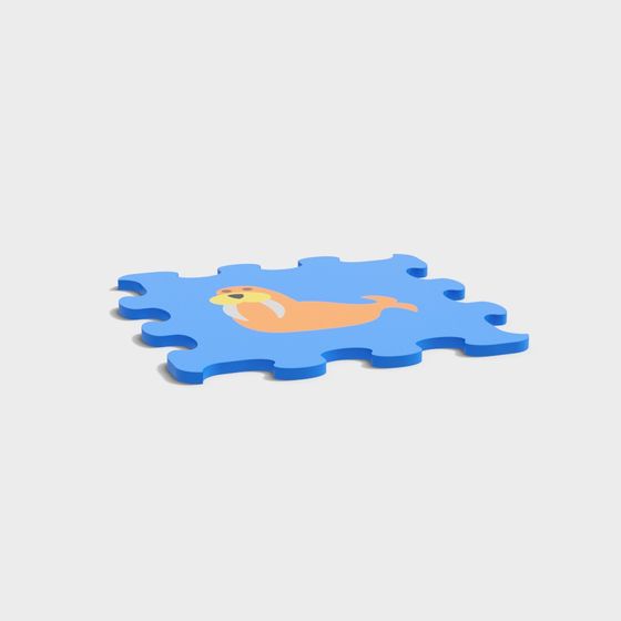 Ocean Puzzle 3D Model Featuring a Playful Walrus