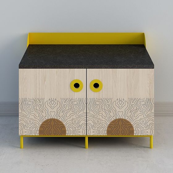 Colorful Cabinet Low Polygon 3D model