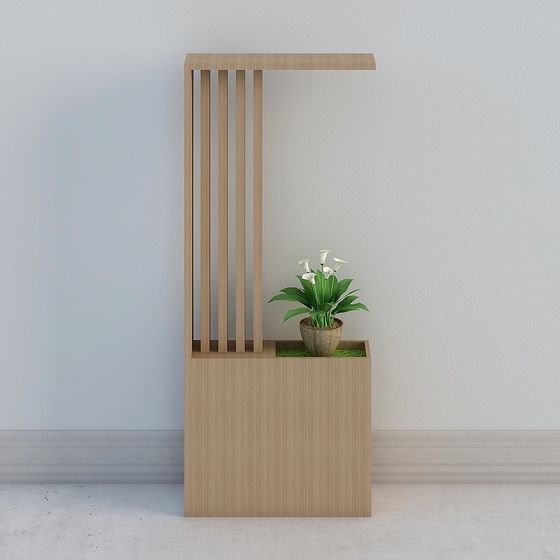 Wooden Screen Plant Stand 3D model
