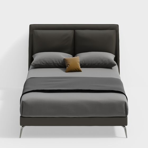 Stylish Minimalist Bed 3D model for Modern Design