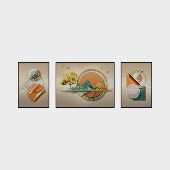 Abstract Nature Triptych 3D model