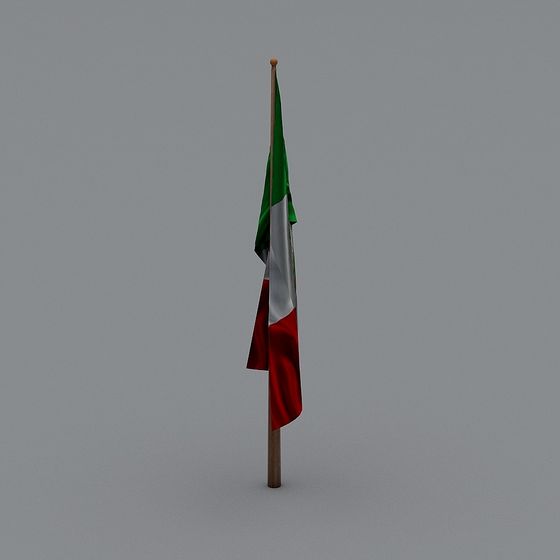 Mexican Flag 3D Model in Low Poly Style