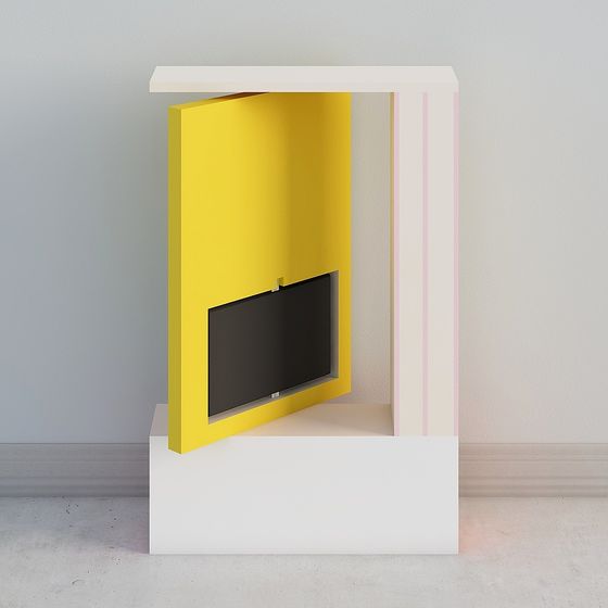 Modern Yellow and Pink Striped TV Cabinet 3D model