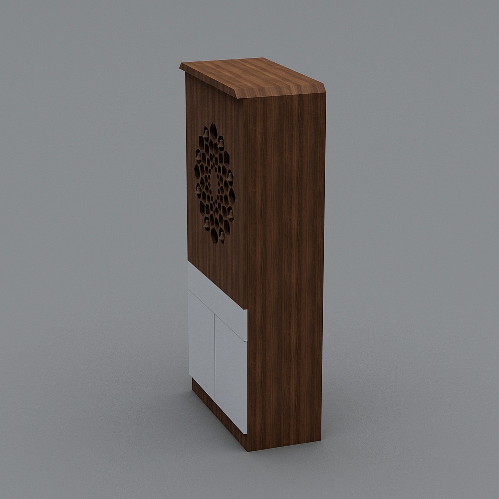 Wooden Hollow Decorative Cabinet 3D model