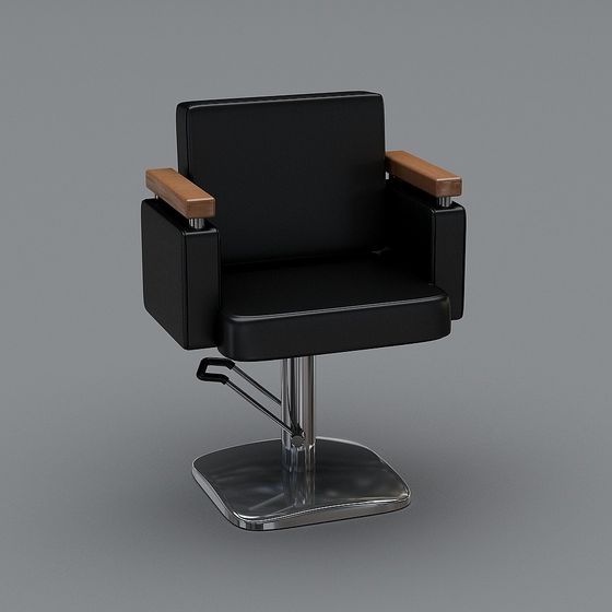 Barber Chair 3D Model in Black Finish