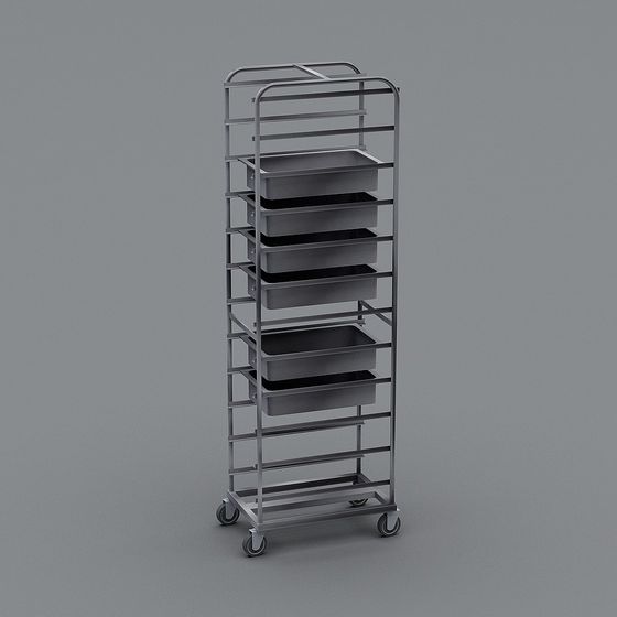 Industrial Low-Poly Metal Cart 3D model