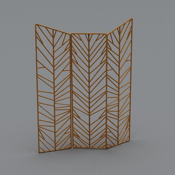 Elegant Geometric Wooden Partition 3D model