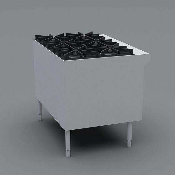 Sleek Low-Poly Gas Stove 3D Model for Modern Kitchens
