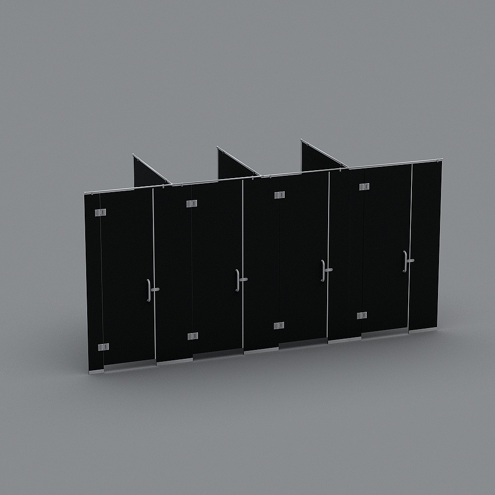 Sleek Low-Poly Public Restroom Stall 3D model