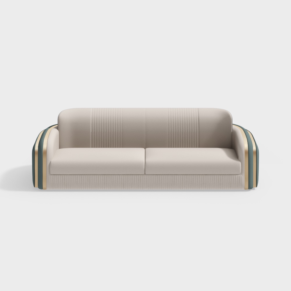 Modern light-coloured curved sofa