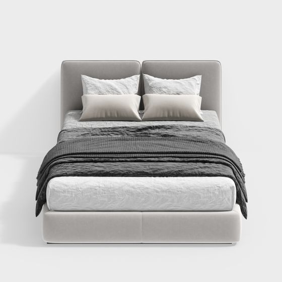 Stylish Low-Polygon Bed 3D model for Contemporary Homes