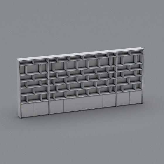 Stylish Low-Poly High-Detail Bookshelf 3D model