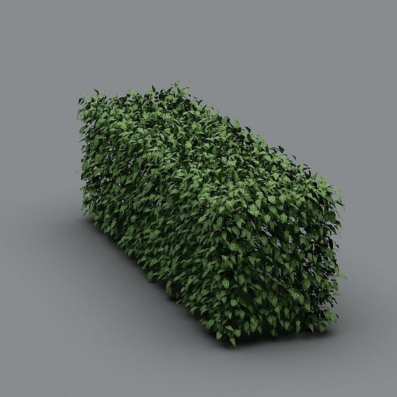 Lush Hedge Low-Poly 3D Model for Creative Projects