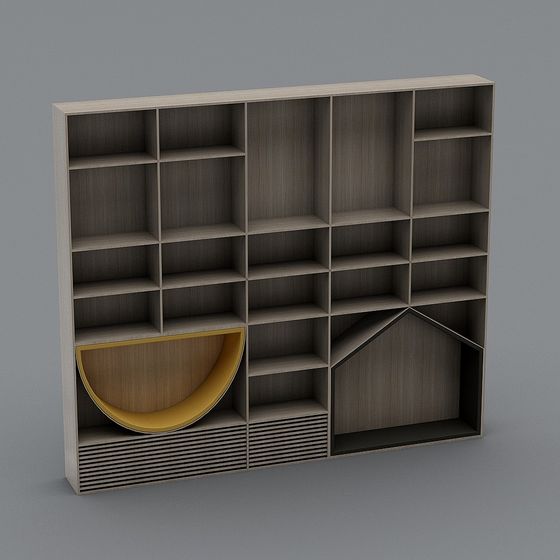 Stylish Low Poly Bookshelf 3D model