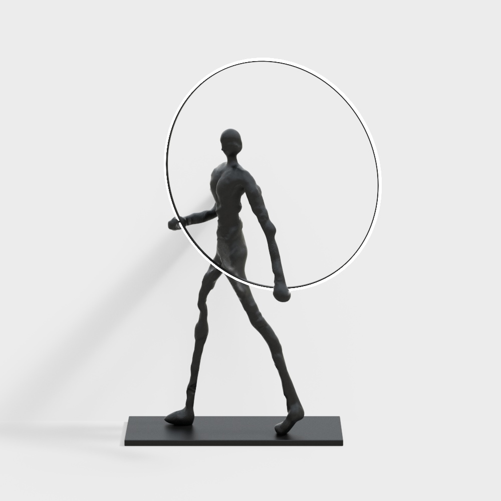 Walking Ring Low-Poly Human Model – Minimalist 3D Figure