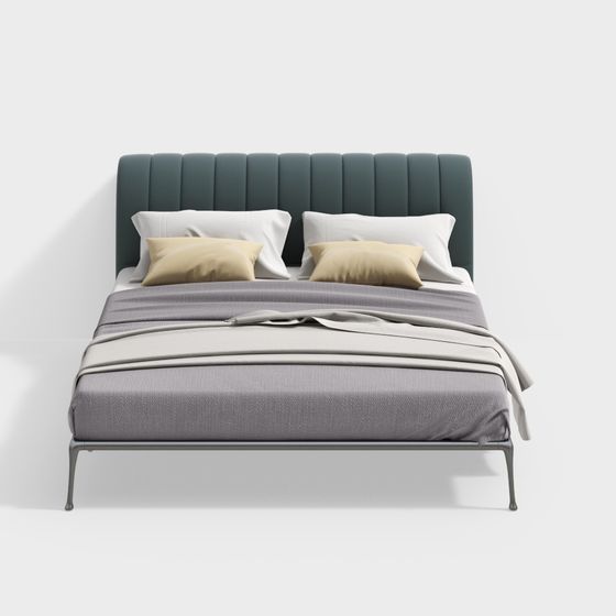 Elegant 3D Bed Model for Modern Interior Design