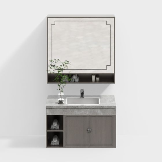 Elegant Bathroom Cabinet 3D model for Modern Spaces