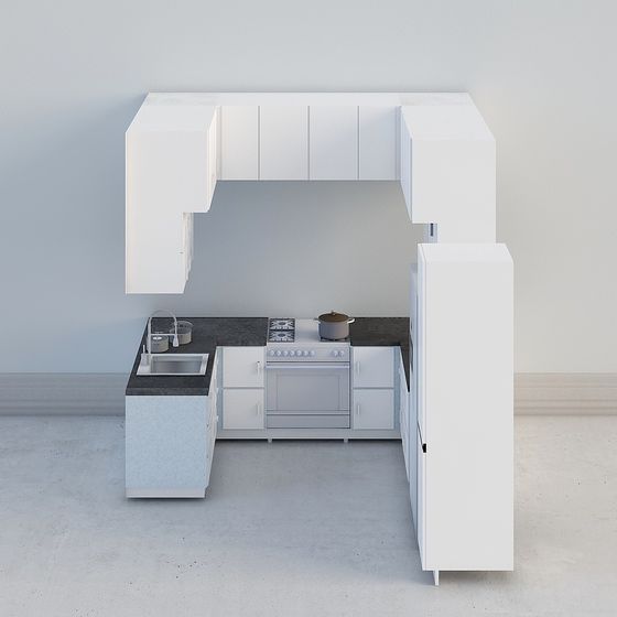 Minimalist Kitchen 3D model Design