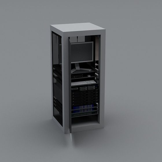 Low-Poly High-Detail Server Rack 3D Model